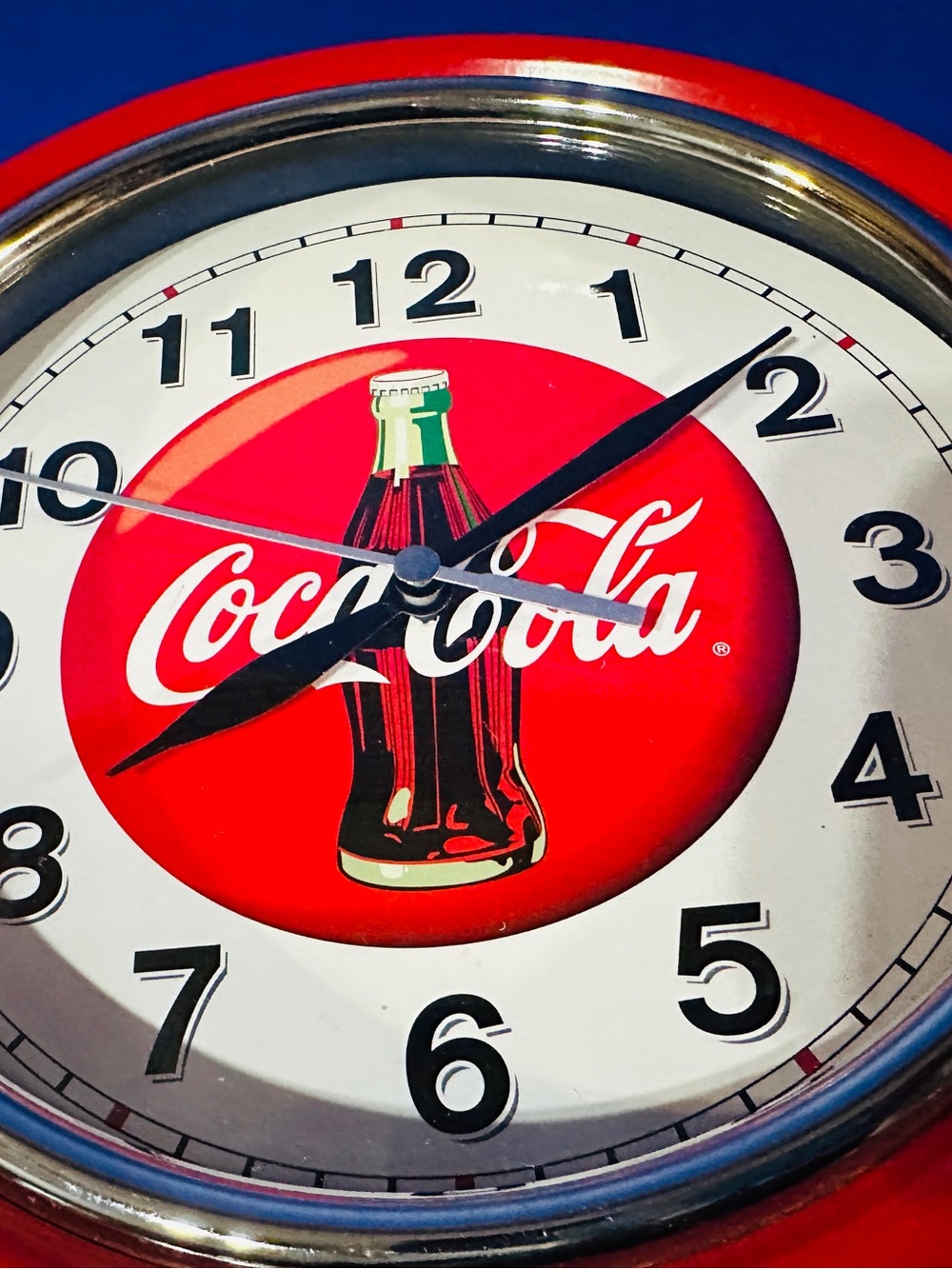 Coca Cola Red Wall Clock Retro Diner Style Metal Case Glass Lens Bottle Logo 9” - Picture 7 of 11